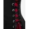 ROSE GAL Rosegal Womens Plus Size Hooded Lace-up Grommets Color Block Gothic Zip Front Asymmetrical Hem Long Sleeve Top(Black_2)