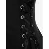 ROSE GAL Rosegal Womens Plus Size Hooded Lace-up Grommets Color Block Gothic Zip Front Asymmetrical Hem Long Sleeve Top(Black_5)