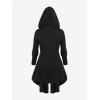 ROSE GAL Rosegal Womens Plus Size Hooded Lace-up Grommets Color Block Gothic Zip Front Asymmetrical Hem Long Sleeve Top(Black_5)