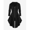 ROSE GAL Rosegal Womens Plus Size Hooded Lace-up Grommets Color Block Gothic Zip Front Asymmetrical Hem Long Sleeve Top(Black_5)