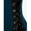 ROSE GAL Rosegal Womens Plus Size Hooded Lace-up Grommets Color Block Gothic Zip Front Asymmetrical Hem Long Sleeve Top(Blue)