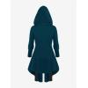 ROSE GAL Rosegal Womens Plus Size Hooded Lace-up Grommets Color Block Gothic Zip Front Asymmetrical Hem Long Sleeve Top(Blue)