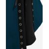 ROSE GAL Rosegal Womens Plus Size Hooded Lace-up Grommets Color Block Gothic Zip Front Asymmetrical Hem Long Sleeve Top(Blue)