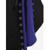 ROSE GAL Rosegal Womens Plus Size Hooded Lace-up Grommets Color Block Gothic Zip Front Asymmetrical Hem Long Sleeve Top(Blue_1)