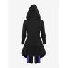 ROSE GAL Rosegal Womens Plus Size Hooded Lace-up Grommets Color Block Gothic Zip Front Asymmetrical Hem Long Sleeve Top(Blue_1)