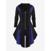 ROSE GAL Rosegal Womens Plus Size Hooded Lace-up Grommets Color Block Gothic Zip Front Asymmetrical Hem Long Sleeve Top(Blue_1)