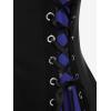 ROSE GAL Rosegal Womens Plus Size Hooded Lace-up Grommets Color Block Gothic Zip Front Asymmetrical Hem Long Sleeve Top(Blue_1)