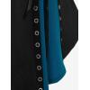 ROSE GAL Rosegal Womens Plus Size Hooded Lace-up Grommets Color Block Gothic Zip Front Asymmetrical Hem Long Sleeve Top(Blue_2)