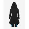 ROSE GAL Rosegal Womens Plus Size Hooded Lace-up Grommets Color Block Gothic Zip Front Asymmetrical Hem Long Sleeve Top(Blue_2)