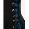 ROSE GAL Rosegal Womens Plus Size Hooded Lace-up Grommets Color Block Gothic Zip Front Asymmetrical Hem Long Sleeve Top(Blue_2)