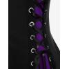 ROSE GAL Rosegal Womens Plus Size Hooded Lace-up Grommets Color Block Gothic Zip Front Asymmetrical Hem Long Sleeve Top(Purple)