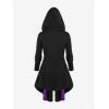 ROSE GAL Rosegal Womens Plus Size Hooded Lace-up Grommets Color Block Gothic Zip Front Asymmetrical Hem Long Sleeve Top(Purple)