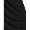 ROSE GAL Rosegal Womens Plus Size Wide Ribbed Keyhole Cutout Draped Ruched Surplice Wrap Long Sleeve Blouson Top(Black)