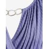 ROSE GAL Rosegal Womens Plus Size Wide Ribbed Keyhole Cutout Draped Ruched Surplice Wrap Long Sleeve Blouson Top(Blue)