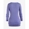 ROSE GAL Rosegal Womens Plus Size Wide Ribbed Keyhole Cutout Draped Ruched Surplice Wrap Long Sleeve Blouson Top(Blue)