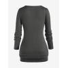 ROSE GAL Rosegal Womens Plus Size Wide Ribbed Keyhole Cutout Draped Ruched Surplice Wrap Long Sleeve Blouson Top(Deep Gray)