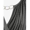 ROSE GAL Rosegal Womens Plus Size Wide Ribbed Keyhole Cutout Draped Ruched Surplice Wrap Long Sleeve Blouson Top(Deep Gray)