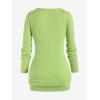 ROSE GAL Rosegal Womens Plus Size Wide Ribbed Keyhole Cutout Draped Ruched Surplice Wrap Long Sleeve Blouson Top(Green)