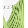 ROSE GAL Rosegal Womens Plus Size Wide Ribbed Keyhole Cutout Draped Ruched Surplice Wrap Long Sleeve Blouson Top(Green)