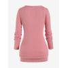 ROSE GAL Rosegal Womens Plus Size Wide Ribbed Keyhole Cutout Draped Ruched Surplice Wrap Long Sleeve Blouson Top(Pink)