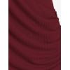 ROSE GAL Rosegal Womens Plus Size Wide Ribbed Keyhole Cutout Draped Ruched Surplice Wrap Long Sleeve Blouson Top(Red)