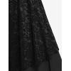 ROSE GAL Women Plus Size 1950s Vintage Floral Lace Jacquard Belt Fit and Flare Dress Cocktail Party Dress(Balck_1)