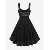 ROSE GAL Women Plus Size 1950s Vintage Floral Lace Jacquard Belt Fit and Flare Dress Cocktail Party Dress(Balck_1)