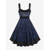 ROSE GAL Women Plus Size 1950s Vintage Floral Lace Jacquard Belt Fit and Flare Dress Cocktail Party Dress(Blue_1)