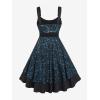 ROSE GAL Women Plus Size 1950s Vintage Floral Lace Jacquard Belt Fit and Flare Dress Cocktail Party Dress(Blue_2)