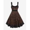 ROSE GAL Women Plus Size 1950s Vintage Floral Lace Jacquard Belt Fit and Flare Dress Cocktail Party Dress(Coffee_1)