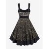 ROSE GAL Women Plus Size 1950s Vintage Floral Lace Jacquard Belt Fit and Flare Dress Cocktail Party Dress(Golden_1)
