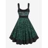 ROSE GAL Women Plus Size 1950s Vintage Floral Lace Jacquard Belt Fit and Flare Dress Cocktail Party Dress(Green_1)