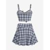 ROSE GAL Women Plus Size 3 Piece Tankini Swimsuit Vintage Bowknot Plaid Tummy Control Bathing Suit(Black_1)