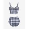 ROSE GAL Women Plus Size 3 Piece Tankini Swimsuit Vintage Bowknot Plaid Tummy Control Bathing Suit(Black_1)