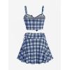 ROSE GAL Women Plus Size 3 Piece Tankini Swimsuit Vintage Bowknot Plaid Tummy Control Bathing Suit(Blue_1)