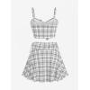 ROSE GAL Women Plus Size 3 Piece Tankini Swimsuit Vintage Bowknot Plaid Tummy Control Bathing Suit(Gray_1)