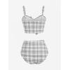 ROSE GAL Women Plus Size 3 Piece Tankini Swimsuit Vintage Bowknot Plaid Tummy Control Bathing Suit(Gray_1)