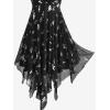 ROSE GAL Women Plus Size Butterfly Print Empire Waist Handkerchief Hem Backless Midi Flowy Dress(Black)