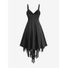 ROSE GAL Women Plus Size Butterfly Print Empire Waist Handkerchief Hem Backless Midi Flowy Dress(Black)