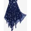 ROSE GAL Women Plus Size Butterfly Print Empire Waist Handkerchief Hem Backless Midi Flowy Dress(Deep Blue)