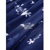 ROSE GAL Women Plus Size Butterfly Print Empire Waist Handkerchief Hem Backless Midi Flowy Dress(Deep Blue)