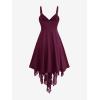ROSE GAL Women Plus Size Butterfly Print Empire Waist Handkerchief Hem Backless Midi Flowy Dress(Wine Red)