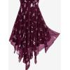 ROSE GAL Women Plus Size Butterfly Print Empire Waist Handkerchief Hem Backless Midi Flowy Dress(Wine Red)