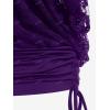 ROSE GAL Women Plus Size Cinched Ruched Batwing Sleeves Lace 2 in 1 Tee Blouson Top(Purple_1)