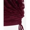 ROSE GAL Women Plus Size Cinched Ruched Batwing Sleeves Lace 2 in 1 Tee Blouson Top(Red_1)