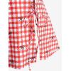 ROSE GAL Women Plus Size Cute Gingham Bowknot Print Lace-up Bikini Halter Two Piece Swimsuit with Skirt(Red)