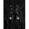 ROSE GAL Women Plus Size Flare Sleeves Ruffles Flower Lace Up 2 in 1 Top(Black_5)