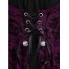 ROSE GAL Women Plus Size Flare Sleeves Ruffles Flower Lace Up 2 in 1 Top(Concord_1)