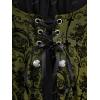 ROSE GAL Women Plus Size Flare Sleeves Ruffles Flower Lace Up 2 in 1 Top(Deep Green_1)