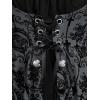 ROSE GAL Women Plus Size Flare Sleeves Ruffles Flower Lace Up 2 in 1 Top(Gray_1)